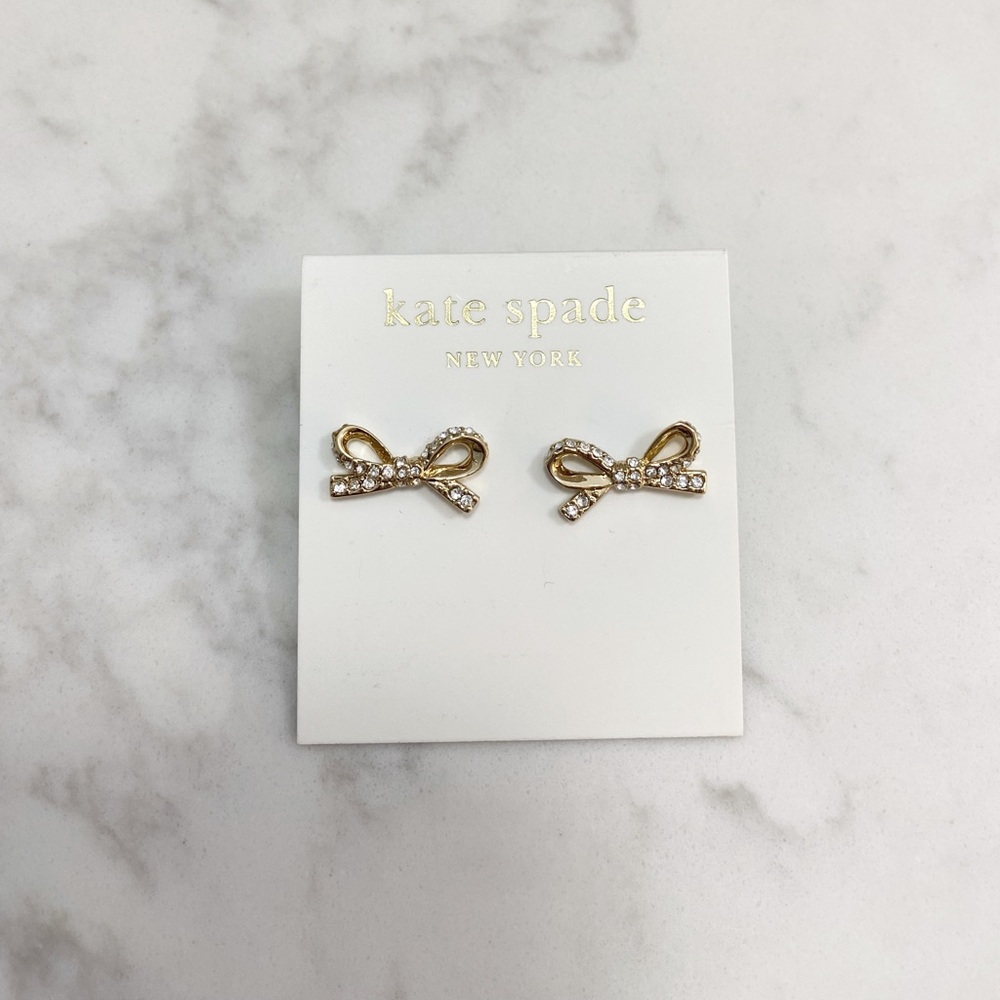 Kate Spade | Gold bow earrings with rhinestones